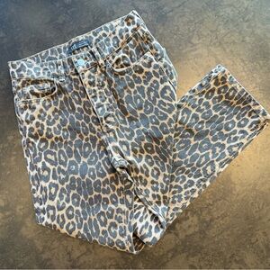 Zara Leopard Print Denim Pants